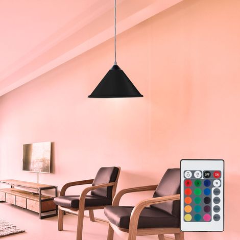 Decken Pendel Leuchte Wohn Zimmer Hänge Lampe Dimmer Fernbedienung im Set inkl. RGB LED Leuchtmittel