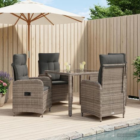 vidaXL Outdoortisch-Set 5 pcs Hellgrau und Dunkelgrau 90 x 90 x 75 cm (1/5)