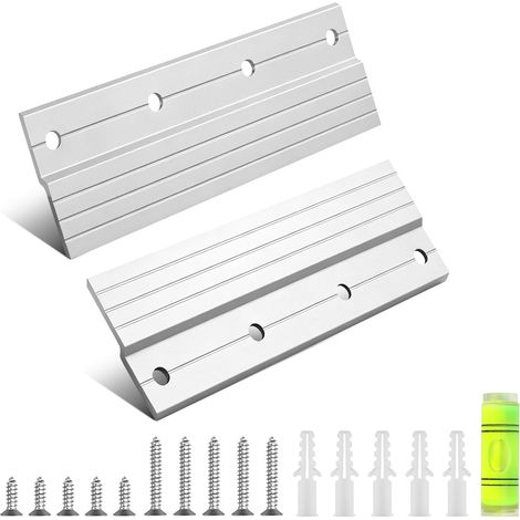 1 paire de rails de suspension de 15 cm, pinces en Z, en aluminium, fixation murale avec niveau à bulle, convient pour cadres photo, miroirs, cadres de peinture (1/5)