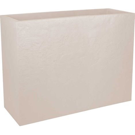 EDA – Jardinière rectangulaire Volcania effet pierre 78,5 x 29,5 x 60 cm – 46 L – Polypropylène non-gélif et anti-UV – Réserve d'eau intégrée