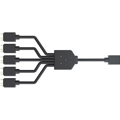 Câble adaptateur RGB flexible Argb 1 vers 5, 3 broches, 5 V pour ventilateur, compatible avec les boîtiers d'ordinateurs et accessoires MSI. (1/4)