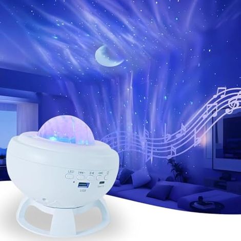 Projecteur Ciel Etoile,Lumière Boréale Veilleuse Enfant 8 Couleurs Bluetooth Musicale et Lumineuse Cadeaux pour Enfant,Projecteur Plafond,Veilleuse Adulte,Lumiere LED Decoration Chambre(Blanc) (1/5)