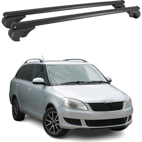 OMAC Aluminium Dachträger Querträger für Skoda Fabia II Kombi 2007-2014 – TÜV / DIN 75302:2019 – Abschließbar – Max. 75 kg – 2 Stangen Schwarz (1/5)