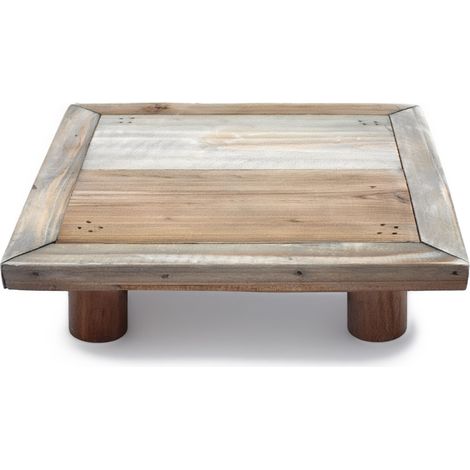 Deko Blumenteller natur klein quadratisch - 20 x 20 cm - Mini Holz Pflanzenhocker mit 4 Füßen - Dekohocker Blumenständer Pflanzenpodest