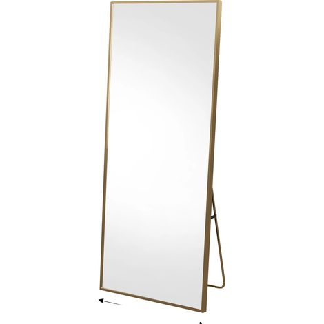 Miroir Plein Long, Design Minimaliste, Forme Rectangulaire, Or 177x77cm (1/2)