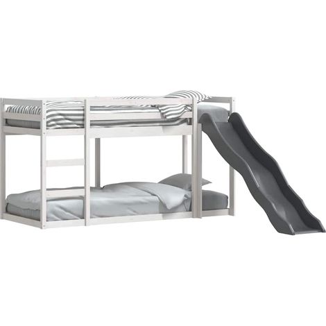 Bunk Bed with Slide&Ladder without Mattress White 90x190 cm Single vidaXL