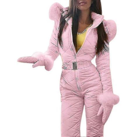 Damen Winter Warmer Schneeanzug Outdoor Sporthose Skianzug Wasserdichter Overall (Pink 2XL) (1/5)