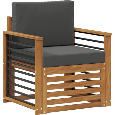 Sofá de exterior Madera de Acacia Sólida y Poliéster Natural vidaXL