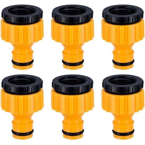 Plastique 3/4 '' and 1/2 '' BSP 2in1 Nez de Robinet d'arrosage à Visser débit Tap Connector Threaded Faucet Adapter 6 Pack