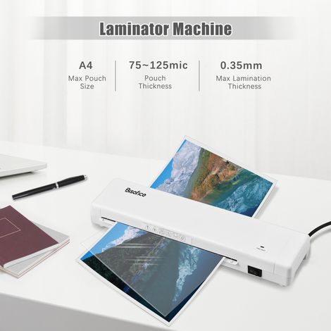 Machine à plastifier de bureau format A4, système à 2 rouleaux de plastification à chaud, largeur de 230 mm, échauffement rapide, convient aux pochettes de 75 à 125 microns, fournitures scolaires, de (1/5)