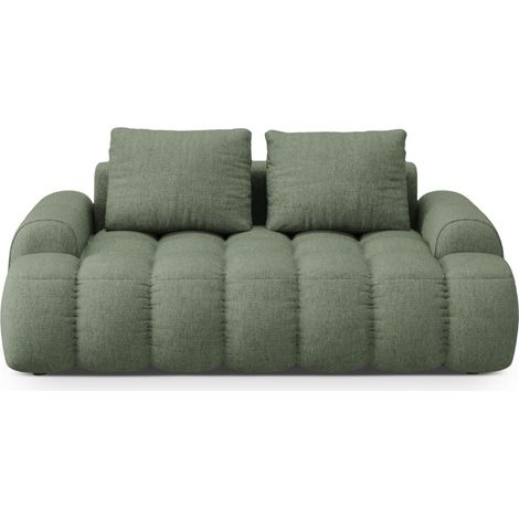 Canapé 2 places en tissu structurel vert olive foncé (1/5)