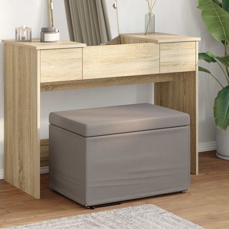 Hocker Taupe 61 x 41 x 40 cm Stoff und Pressholz