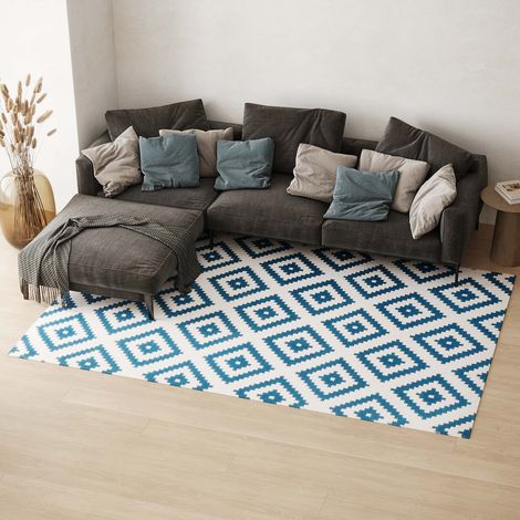 Kilim moderne Tapis Masal - Tapis en laine  - 150x80cm, Rectangular - 100% Laine vierge - Tissé main - Turquoise