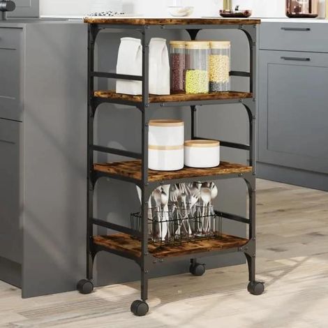 vidaXL Küchenwagen Rauchesche Holz 45x35x89,5 cm