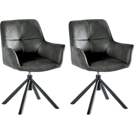 Lot de 2 chaises rotatives en microfibres gris Casita RITCHEY