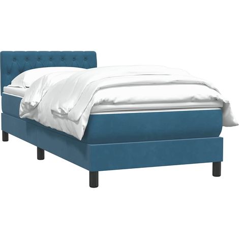 Sommier à lattes de lit et matelas bleu foncé 80x220 cm velours vidaXL