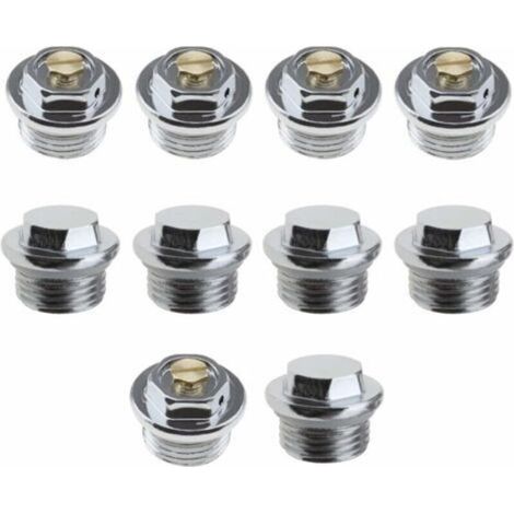 10 Stück manuelle 1/2-Zoll-Kühlerentlüftungsventile und 5 Stück Blindstopfen mit Gewindeanschluss und O-Ring-Dichtung