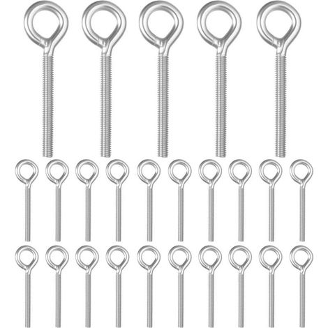 GDHZS- 25 Pcs Boulons à Oeil M6, pour Piton à Visser Inox, Vis à Anneau de Levage en Acier Inoxydable 304, Boulons à œil en Acier Inox, Anneaux de levage avec Filetage pour Fixation et Suspension (1/5)