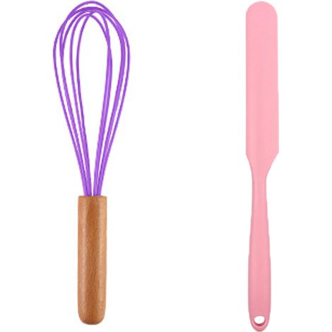 Ensemble Ustensiles Cuisine - Silicone Resistante Chaleur Et Manches Bois - Pour Casseroles Antiadhesives - Lot De 2 Pieces (1/5)