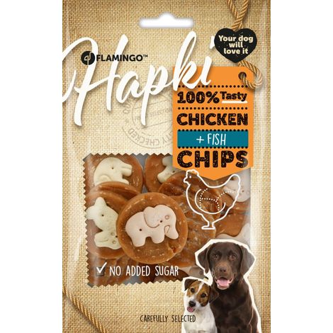 Friandises Hapki Chips Poulet et Poisson 85 g pour Chien - Flamingo (1/4)