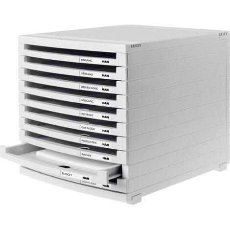 HAN CONTUR 1510-0-11 Cassettiera Grigio luminescente DIN A4, DIN B4, DIN C4 Numero cassetti: 10 (1/4)