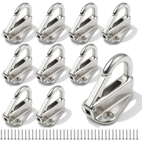 10 pièces Crochets pour Bâche en INOX à 2 Trous avec 20 Vis, Crochets de Garde-Boue Filet pour Remorque, Filets de Cargo, Bateaux, Accessoires Fixation Fût (1/5)