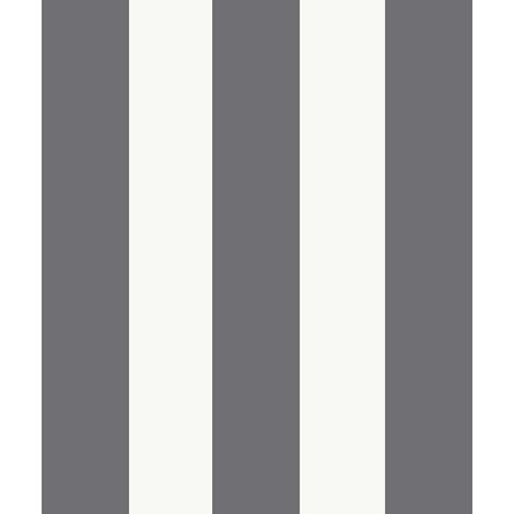 Papier peint rayures larges anthracite blanc (1/2)