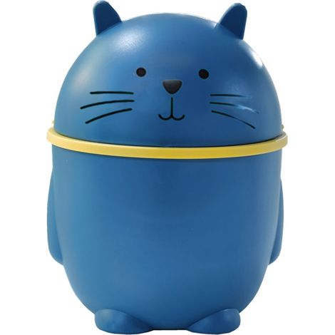 Poubelle de bureau avec couvercle bleue, mini corbeille à déchets mignonne pour comptoir de maison ou bureau. (1/5)