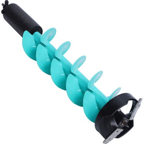 Foret à glace électrique en nylon pour la pêche sur glace avec 2 lames et dispositif de localisation, diamètre de rotation de 6 pouces bleu (1/5)