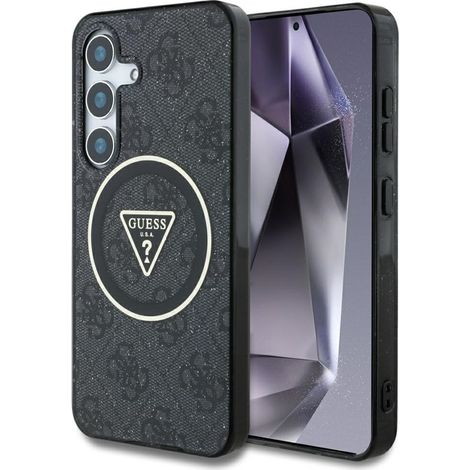 Funda Guess 4G con botones triangulares brillantes y MagSafe para Samsung Galaxy S25 negra (1/5)