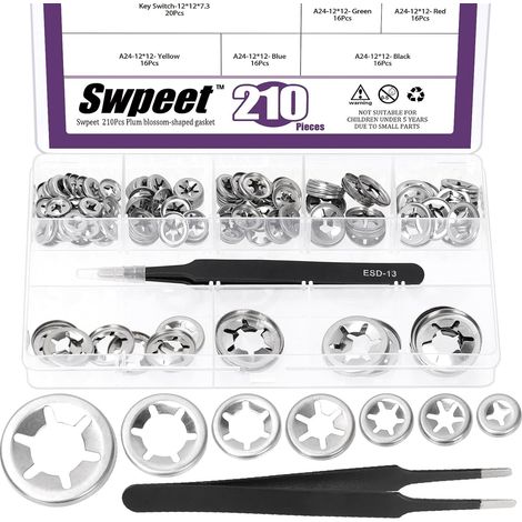 160Pcs 7 tailles M3 M4 M5 M6 M8 M10 M12 304 en acier inoxydable Dent interne Étoile verrouillage rondelles avec pinces Kit, Clip de vitesse de verrouillage Push-On, Clips de vitesse rapide (1/5)