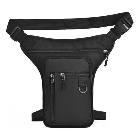Sollbry Sacoche Jambe pour Homme et Femme, Sac Jambe Étanche avec 4 Poches, Sacoche de Jambe D'extérieur pour Moto, Vélo, Randonnée, Course à Pied (Noir)
