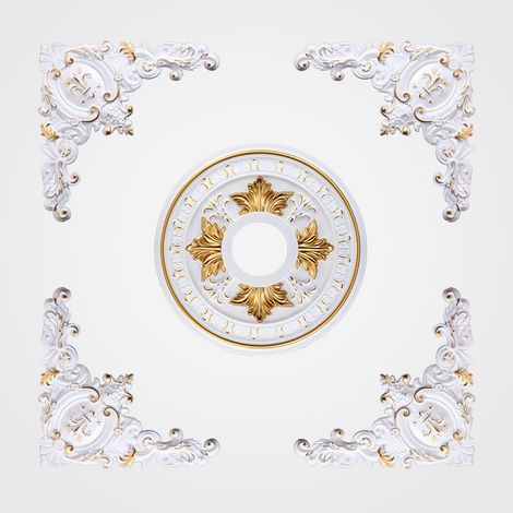 Feuille de sculpture évidée, Appliques d'angle de meubles, Appliques décoratives de disque lumineux, blanc