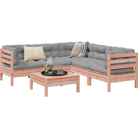 6-tlg. Garten-Sofagarnitur mit Kissen Massivholz Douglasie vidaXL (1/5)