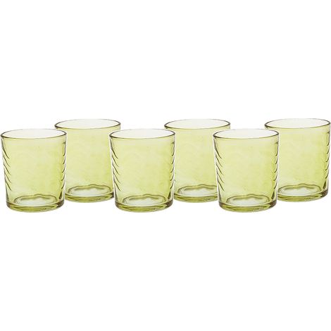 Bicchieri retro' gialli Eleganti per Stile Raffinatezza in Vetro 26cl Set di 6 in casa per Ogni Tavola e Occasione bar hotel ristorante