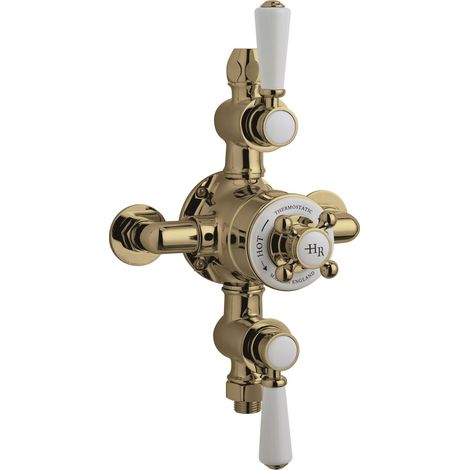 Hudson Reed Topaz Exposed Triple Handle Shower Valve - Brushed Brass