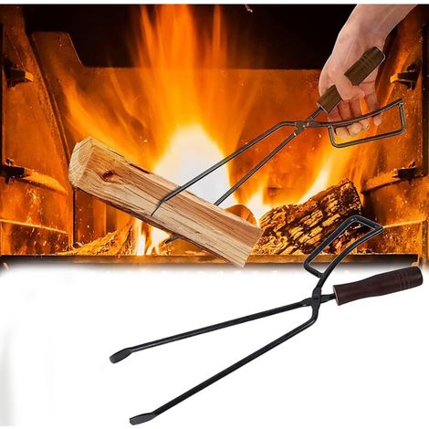Brennholzzange, 40 cm, robuste Brennholzzange, Kaminzubehör, Kaminbesteck, hitzebeständige lange Brennholzzange für Lagerfeuer und Kamine (1/5)