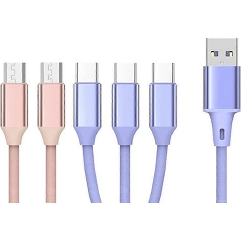 Câble séparateur Micro USB 5 en 1 avec ports Type-C et Android pour charge multiple