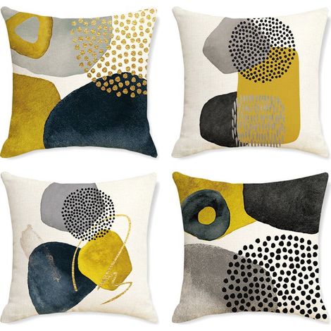 Kissenbezug-Set (45 x 45 cm) für Sofas, Wohnzimmer, Schlafzimmer und Outdoor-Bereich. Dekorative Kissen mit geometrischem Muster. (1/5)