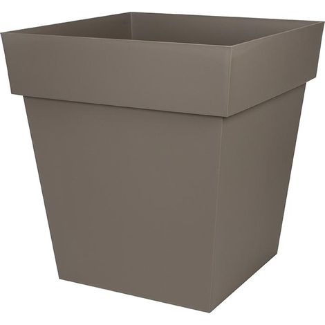 EDA – Pot de fleur carré Toscane 49,5 x 49,5 cm – Hauteur 52 cm – Polypropylène résistant aux UV et gel – Contenance 87 L – Couleur taupe