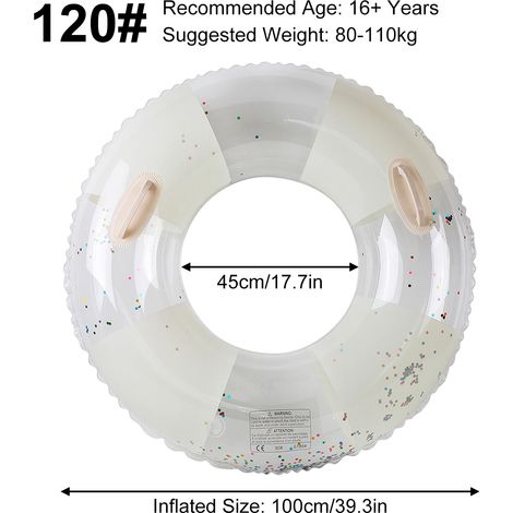 (120, avec poignées) Bouée gonflable, matériau PVC, jouet aquatique d'été pour la plage.
