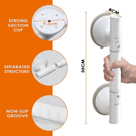 Barre d'Appui WC, Ventouse de Poignée Douche Sécurité, Antidérapant avec Lumière Fluorescente, Sans Perçage, Maintien pour Douche et Bain Baignoire Main Courante Âgées/Handicapées/Enfants (1/5)