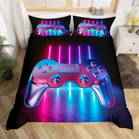 Bettwäsche-Set mit Controller-Muster, 200x200 cm, Mikrofaser, für Jungen