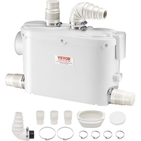 Pompe Macératrice Pompe de Relevage Eaux Usées 500 W Débit 6600 L/h 3 Entrées Hauteur 8 m pour WC Douche Évier IPX8 (1/5)