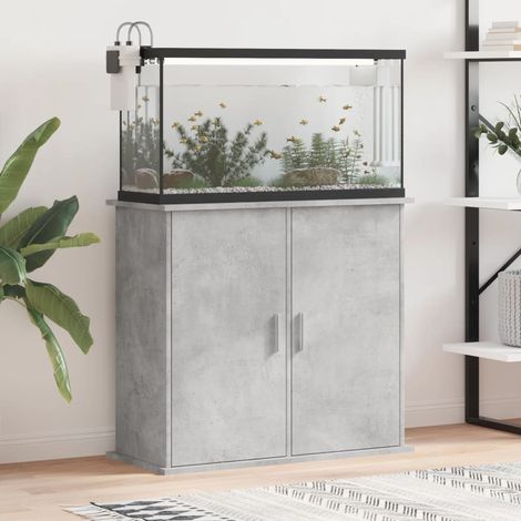 Meuble Aquarium Gris Béton Pour 80 X 30 cm. 2 Portes Support solide et stable pour aquariums (1/5)