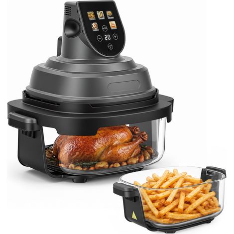 Friteuse à air intelligente à écran couleur - 4 L, 1500W - Avec écran tactile, Réglable 65-205 ℃, 33.5×26.5×30cm, noir (1/5)