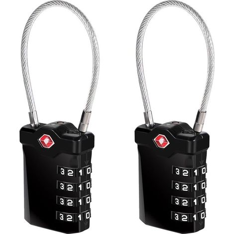 2 Pièces TSA Cadenas Valise, 4 Chiffres Cadenas Code Serrures à Bagages, Cadenas Valise Avion Cadenas Voyage pour Bagage Sac à Dos Casier (Noir) (1/5)