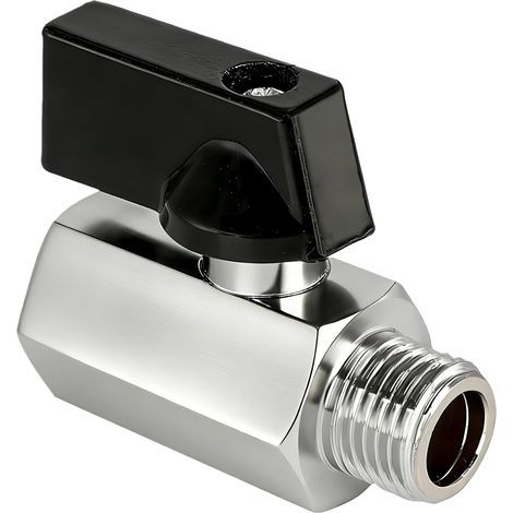Mini brass ball valve, internal and external threads, mini ball valve, mini guillotine valve, threaded fitting (G1/4"). (1/5)