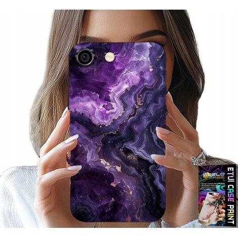 Custodia per iPhone (6 Plus) - effetto marmo viola, alla moda e femminile + vetro (1/5)