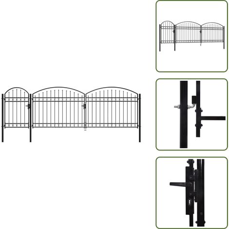 Portail de jardin avec dessus arqué Acier 1,75 x 5 m Noir - Portail De Jardin - Portail Métallique - Portail Noir - Portail Sécurisé - Clôture Jardin (1/5)